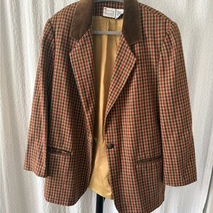 Pendleton Women's Plaid Blazer - Brown and Red